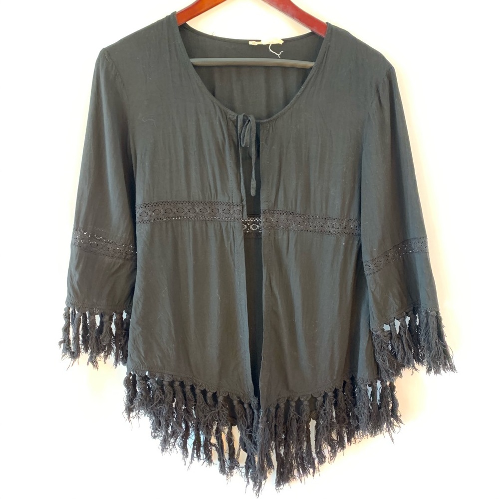 Haute Society Kimono Top Shirt Black Cover Up